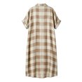 thumbnail image 3 of Women's Short Sleeve Roll Up Gingham Maxi Shirt Dress Causal Loose Button Down Summer Flowy Long Plaid Dress Beach Travel Outfits Khaki S, 3 of 4