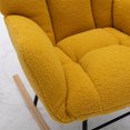thumbnail image 5 of Rocking Chair with Wood Base, Teddy Fabric Tufted Upholstered Accent Chair with High Backrest and Armrest for Living Room Bedroom, Comfy Accent Armchair Reading Chair with Padded Seat, Yellow, 5 of 7