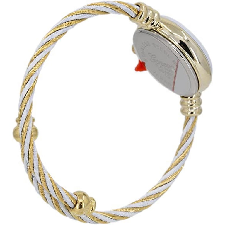 Women\'s Gold And Pink Analog Cable Cuff Arabic Numbers Rhinestone Bracelet Watch Blekon Collections Women main image 4