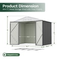 thumbnail image 5 of Homall 6 x 4 ft Outdoor Metal Storage Shed, Garden Tool Shed with Floor Frame & Lockable Double Doors for Backyard, Patio, Lawn, Gray, 5 of 6