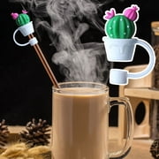 YUNx 4Pcs Straw Cover 8mm Cute Cactus Food Grade Portable Reusable Dust-proof Plastic Glass Straw Tip Plug Topper Kitchen Supplies