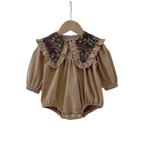 RMGVDSD Baby Girl Clothes Long Sleeve Onesies Floral Lace Collar Bubble Romper Baby Bodysuit Toddler Girls Fall Winter Outfits 5-9 Months