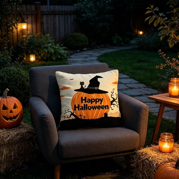 Halloween Pillow Covers Cute Pumpkin Ghost Decorative Pillow Cases Soft Fall Throw Pillow Covers for Sofa Couch Bedroom by OVFUIZ