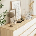 thumbnail image 6 of KULAGAGA 9 Drawer Dresser Chest of Drawers, 63” Wide Dressers, Modern Wood Drawer Chest Storage Organizer, No Handle Design, for Bedroom Living Room Hallway, Oak&White, 6 of 7