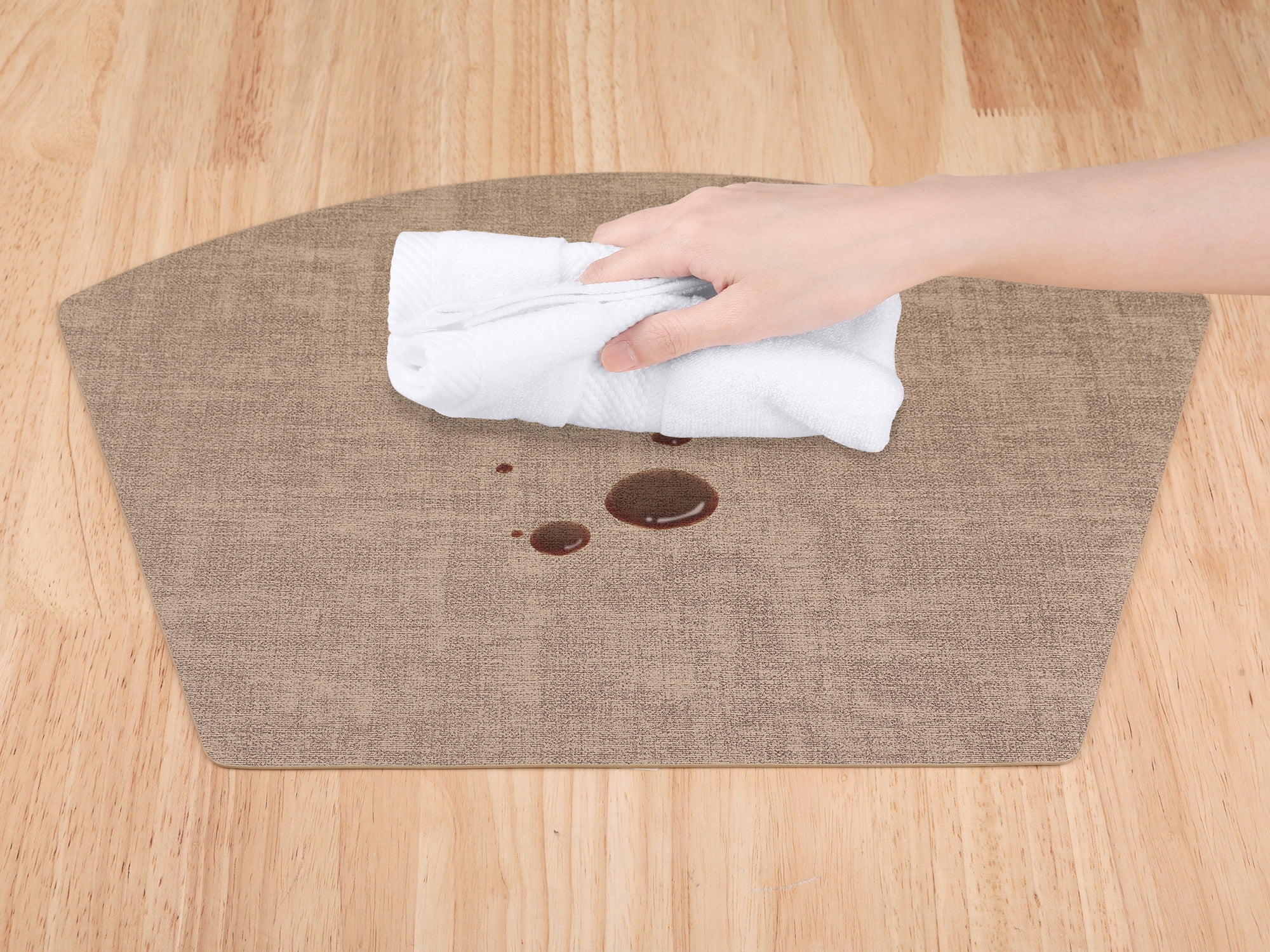 Unique Bargains Set of 6 Faux Leather Placemats Beige