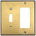thumbnail image 2 of Switch Hits Antique Brass Gold Outlet Wall Plate | 1 Toggle - 1 GFI Rocker | 4.5" x 4.5" | Hand-Polished Brass Construction | Electrical Switch Plate Cover for All Configurations, 2 of 4