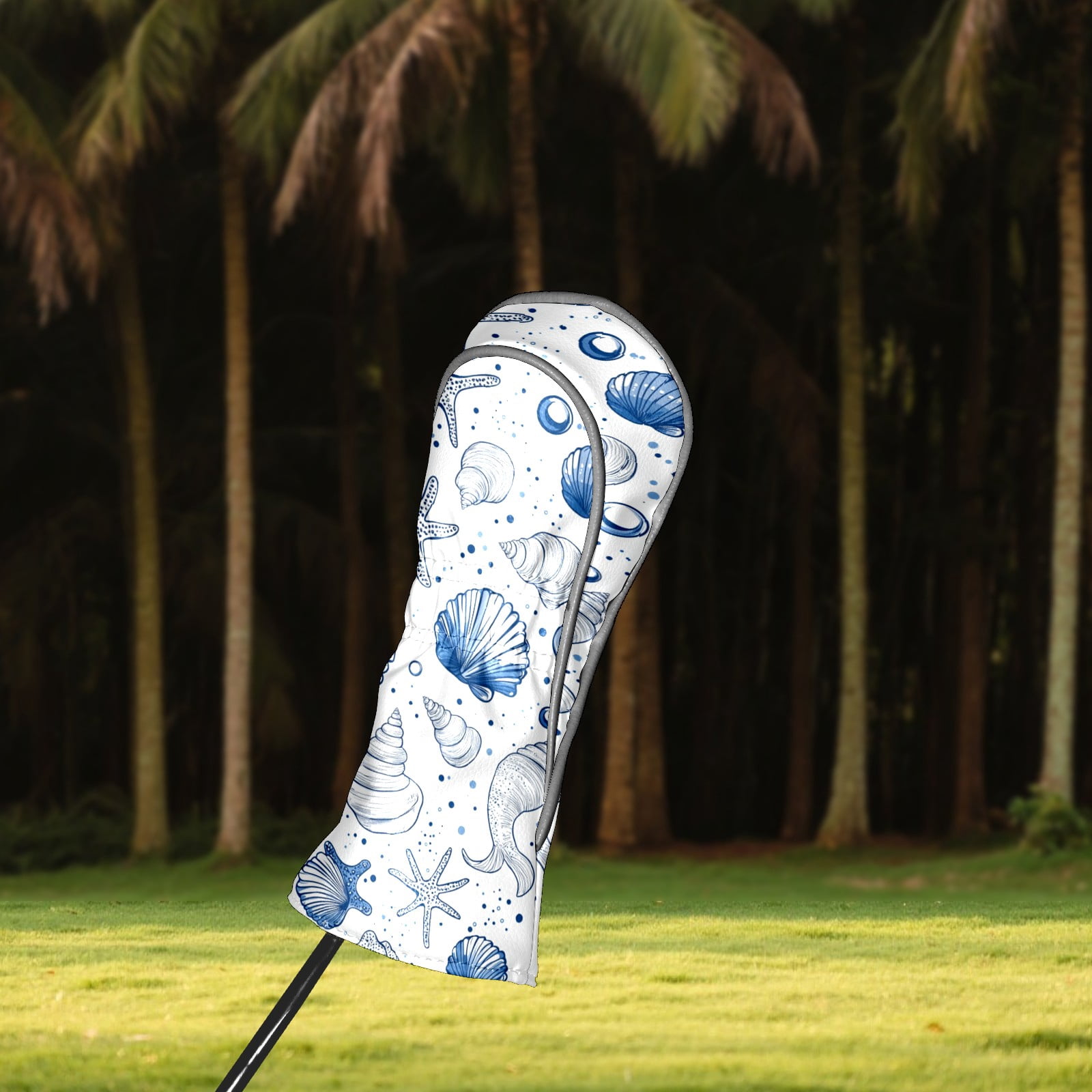 Golf Club Covers PU Leather Waterproof Head Covers for Fairway Woods Hybrids Cute Cartoon Marine Life Unisex Fits Most Brands