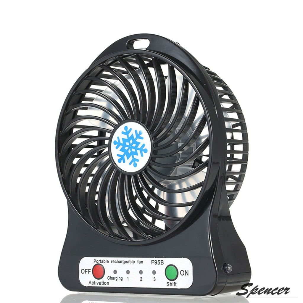 Spencer Rechargeable USB Desk Mini Fan Air Cooler LED Light Fan with