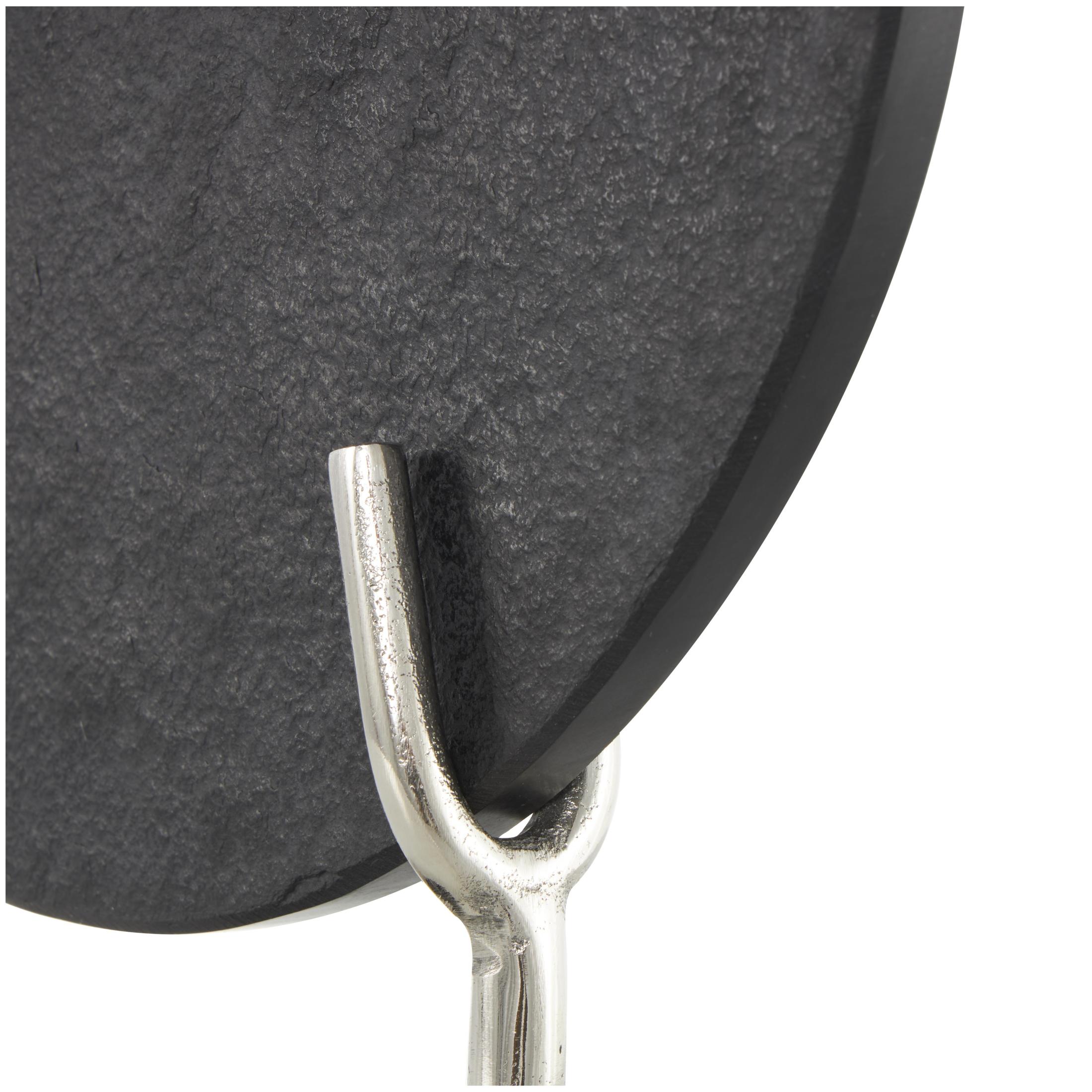 14" x 20" Black Marble Textured Disk Abstract Sculpture with Silver Stand, by DecMode