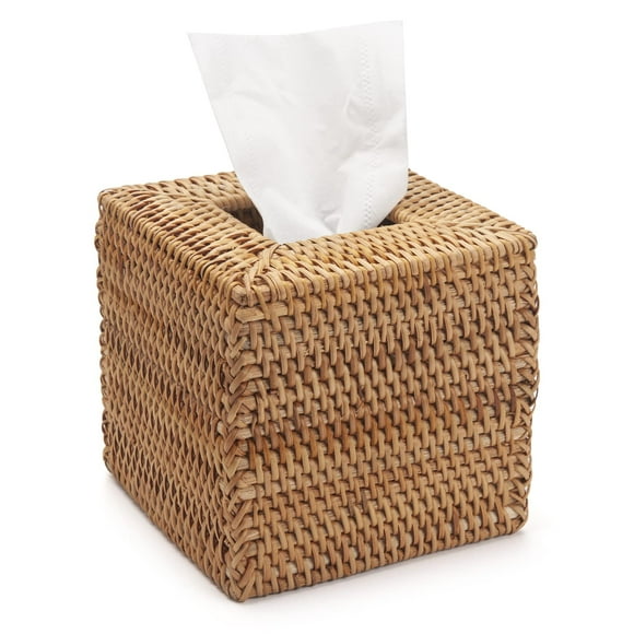 Funda para caja de pañuelos DECRAFTS, de ratán, tejida natural, cuadrada