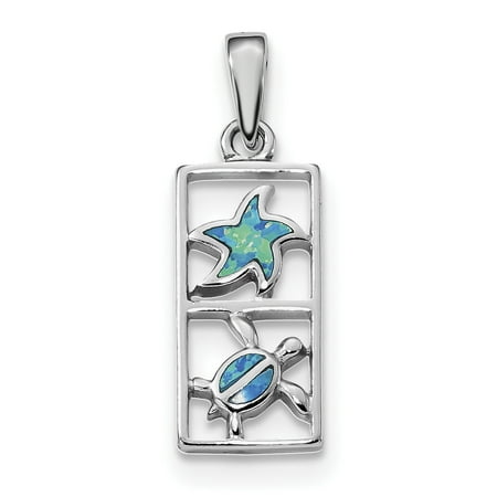 Star Fish For Sale 925 Sterling Silver Blue Created Opal Starfish Turtle Pendant Charm Necklace Sea Life Fine Jewelry For Women Gift Set ()