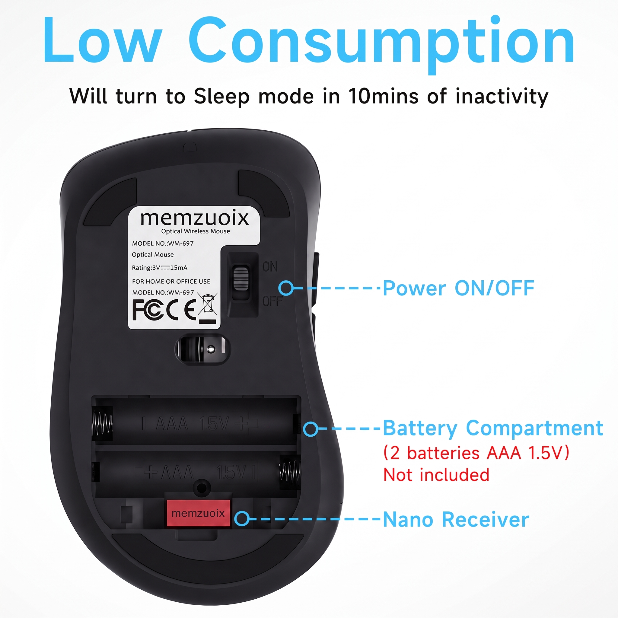 Memzuoix Wireless Mouse 1400 DPI 5-Button Ergonomic photo 6