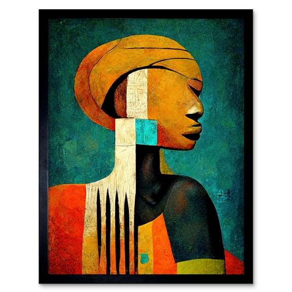 Modern African Abstract Gold & Bold Art Print Framed Poster Wall Decor 12x16 inch