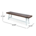 thumbnail image 7 of Noble House Jubilee Indoor Acacia Wood and Iron Dining Bench in Dark Brown/White, 7 of 7