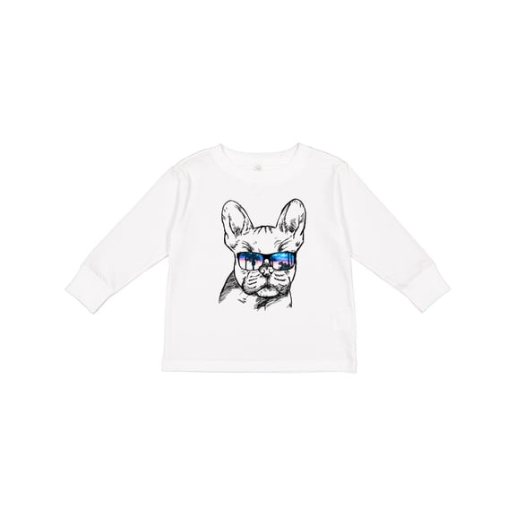 Inktastic French Bulldog Portrait with Sunglasses Boys or Girls Long Sleeve Toddler T-Shirt