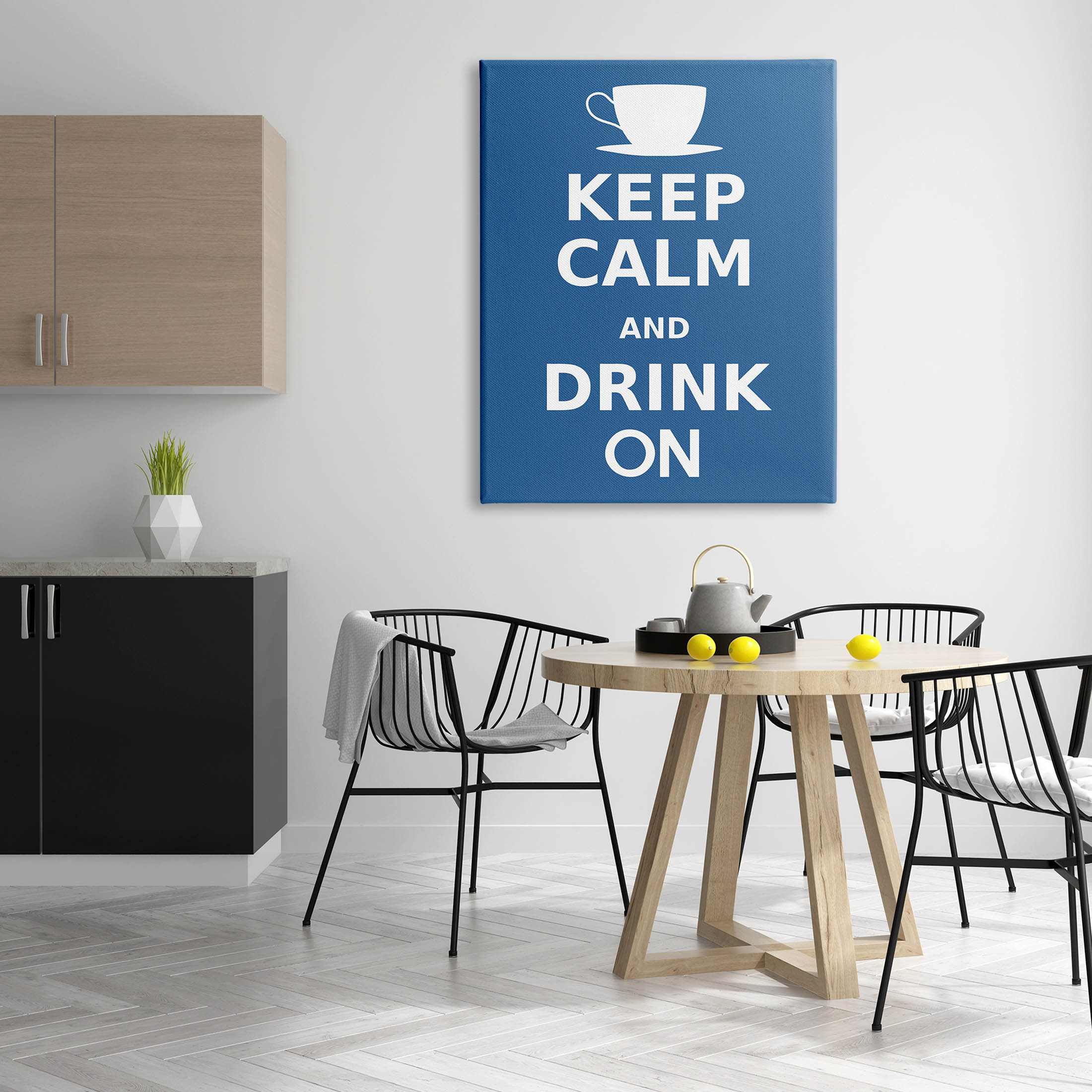 Keep Calm & Drink On Coffee Mug Food & Beverage Graphic Art Gallery Wrapped Canvas Print Wall Art