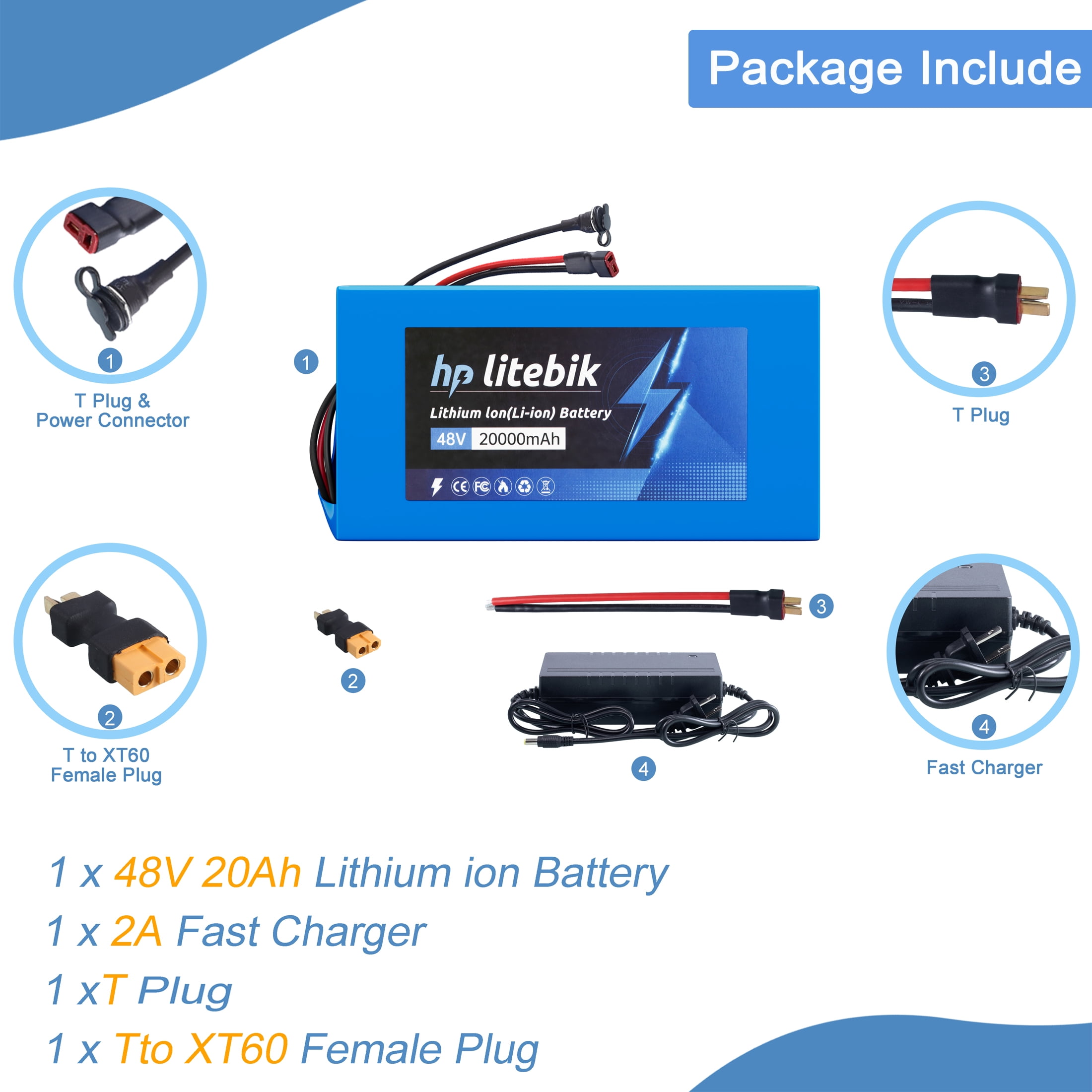 48v 20ah Battery Bicycle 48v Lithium Battery Pack Ebike Battery 1000W for Adult Electric Bike
