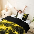 thumbnail image 3 of Homewish Yellow Glowing Lightning Twin Duvet Cover,Modern Geometric Twin Bedding,Black Reversible,2pcs,1 Duvet Cover and 1 Pillowcase, 3 of 6