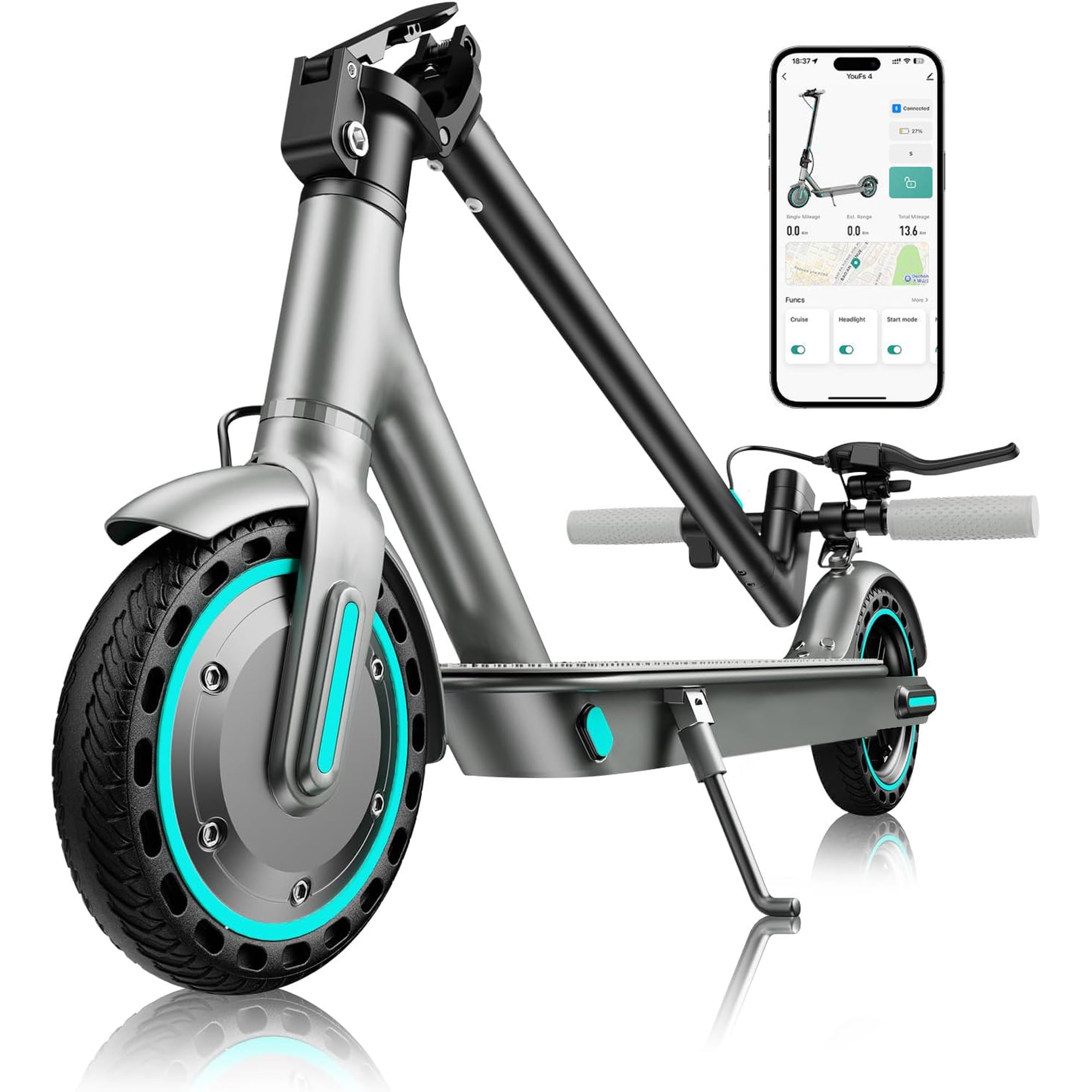 350W Electric Scooter for Adults, 19MPH & 12-16 Miles Range, 8.5" Solid Tires, Foldable Commuting E-Scooter