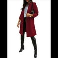 thumbnail image 2 of Abrigo de Guisante para Mujer, con Solapa y un Solo Botón, Cortavientos, Holgado, Informal, de Longitud Media, para Otoño e Invierno. Vino Tinto XL, 2 of 7