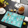 thumbnail image 4 of Turquoise Christmas Tree Pattern Summer Placemats Table Placemats Set Of 4-Linen Kitchen Washable Placemats Table Mats 11.8"x17.7" Non-Slip Heat Resistant, 4 of 6