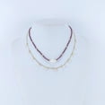 thumbnail image 3 of Gold Over Sterling Silver with Natural Freshwater Pearl and Garnet Duble Strand Necklace with 18" Chain, 3 of 3