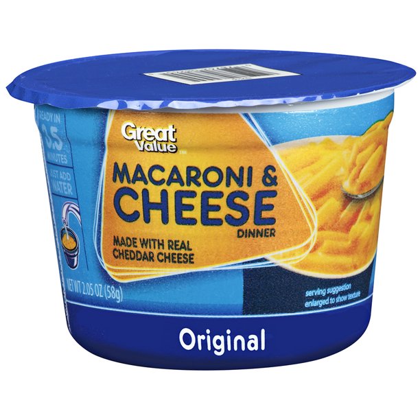 Great Value Macaroni & Cheese Microwavable Cup, Original, 2.95 oz