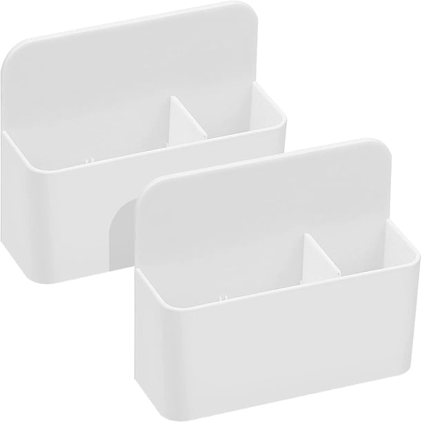 2 Piezas de Caja de Almacenamiento Magnética, Portalápices Magnético, Portalápices de Pizarra Magnética con Compartimento para Refrigerador, Pizarra Blanca, Gabinete de Almacenamiento (Blanco)
