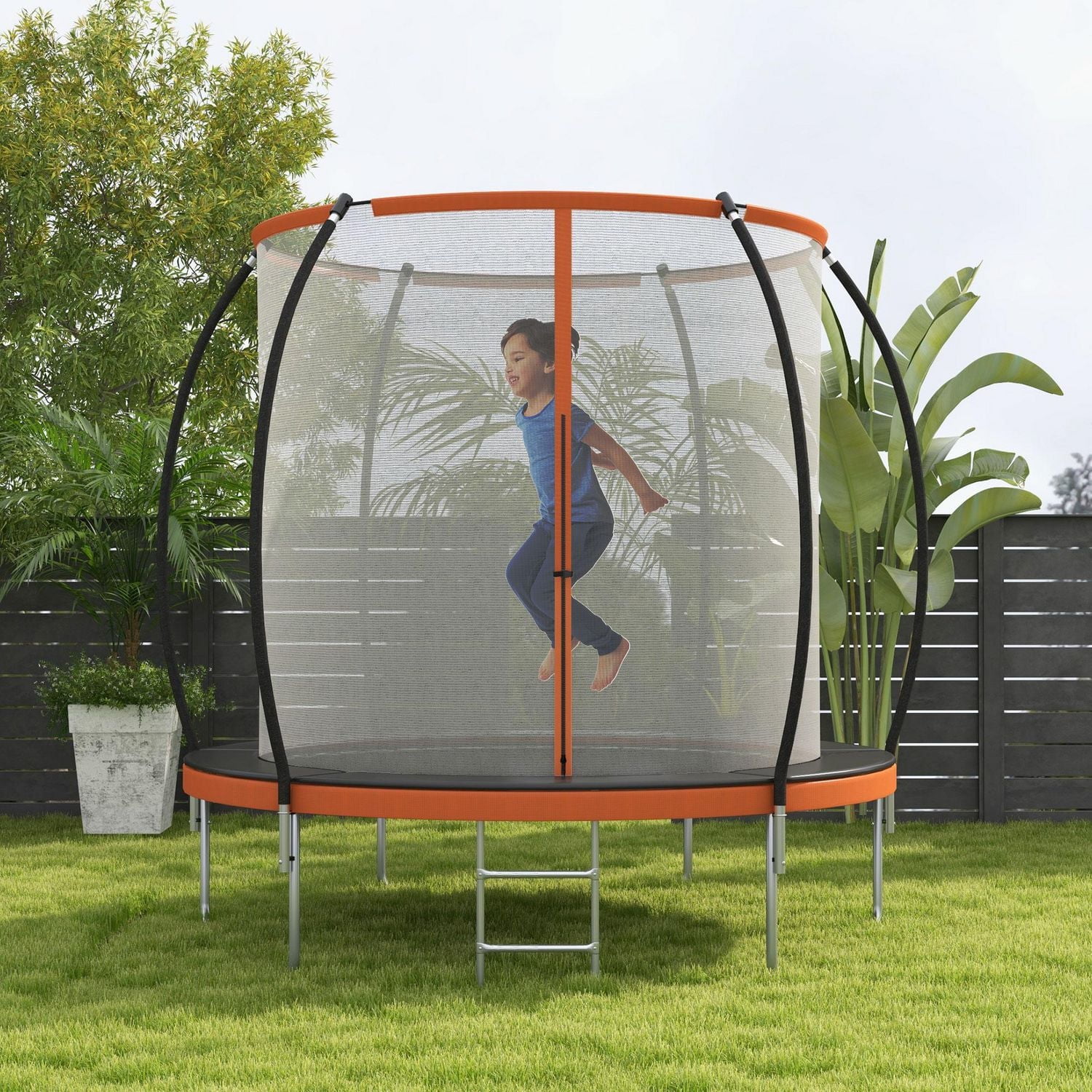 Soozier trampoline d'extérieur de 10 pieds avec filet d'enceinte et échelle