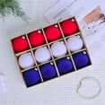thumbnail image 2 of SHENGXINY 12Pcs Velvet Red White and Blue Ball Clearance Velvet Decorative Ball Flocked Plastic Independence Day Balls Decorations 4th of July Tree Pendant A, 2 of 6