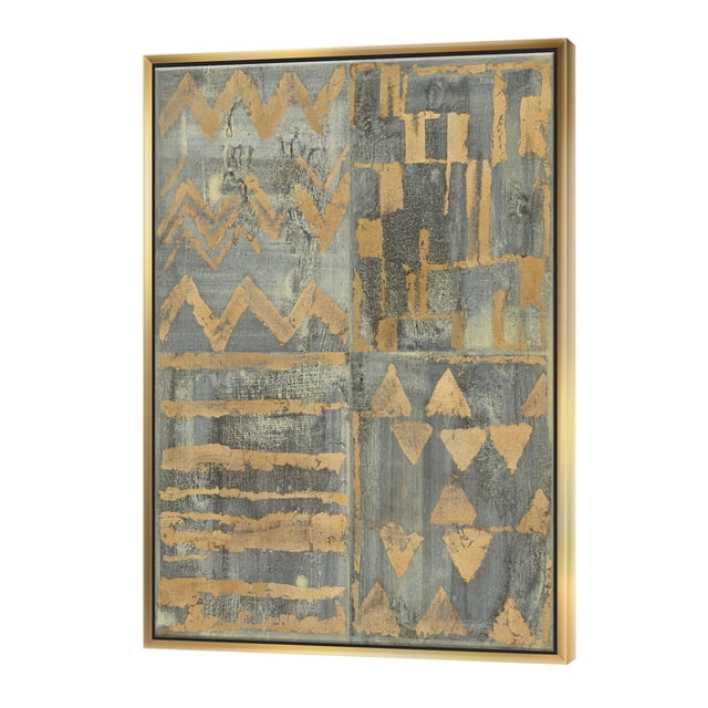 Gold Geometric Tapestry III - Modern & Transitional Framed Canvas