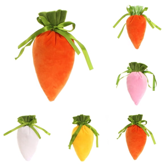 Easter Bunny Carrot Gift Bags, Velvet Drawstring Candy Goodie Bags - Party Favors for Kids Easter, Birthday, Christmas, Festival Decorations & Jewelry Pouches