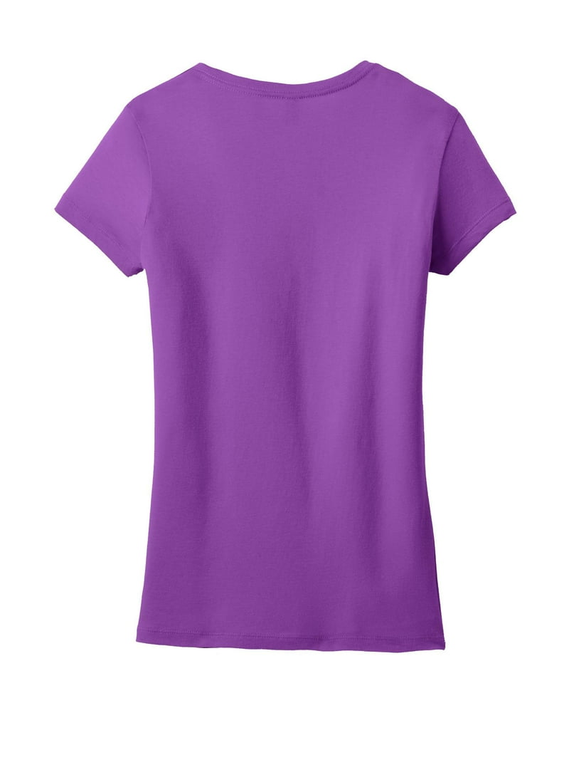 District Adult Female Women Plain Short Sleeves T-Shirt Purple