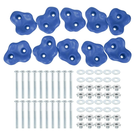Rock Climbing Holds, 10 Pcs Large Climbing Rock Wall Grips with Double Hole for Playground Accessory, Blue-B
