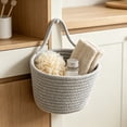 thumbnail image 4 of Hyknon Hanging Storage Basket, Cotton Rope Storage Box with Single Handle, Wall Mount Woven Organizer Bin, Solid Color Multi-Functional Small Hanging Caddy for Bathroom Kitchen Entryway Home Storage, 4 of 4