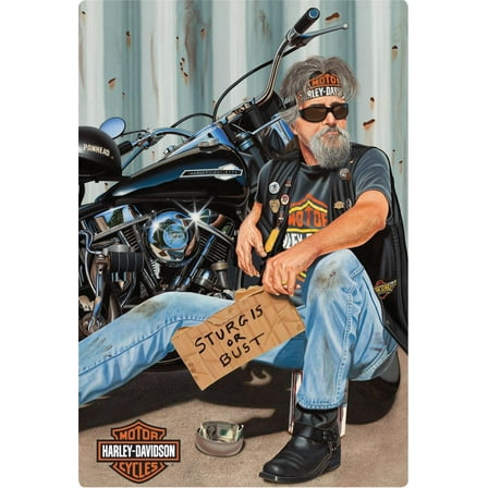 Harley-Davidson Panhandler Biker Embossed Tin Sign, Rectangle 13 x 17 inches, Harley Davidson