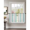 thumbnail image 2 of Sheer Curtains 54 Inch Length 2 Panels Set for Kitchen, Turquoise Gray Striped Semi Sheer Curtains for Windows, Farmhouse Stripe Art Voile Window Treatments Rod Pocket Curtain, 2 of 7