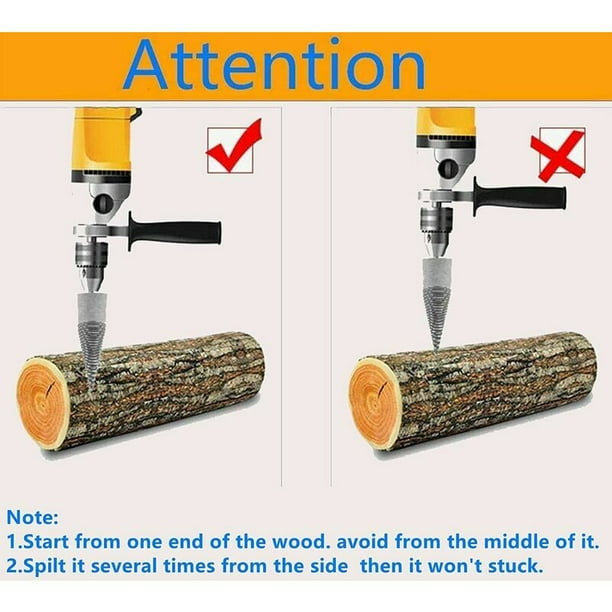 nipocaioLog Splitter Wood Splitter Heavy Duty Drill Screw Cone Fire Conductor Splitter Cone Screwdriver Firewood Lumber Cutting Tool with Hex Shank