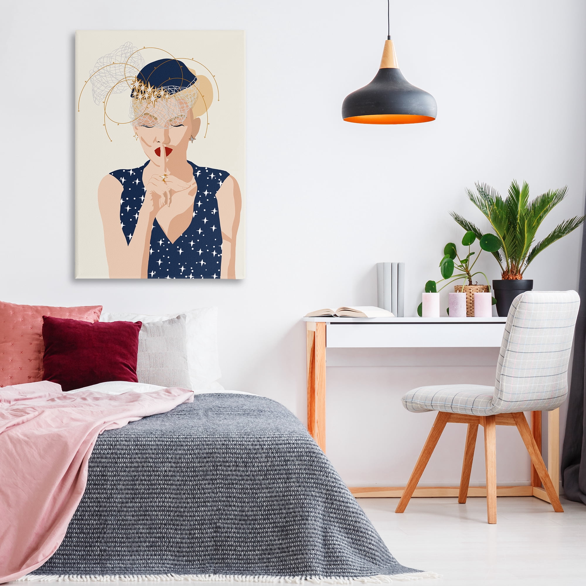 Stupell Industries Chic Fashionista Portrait Novelty Painting Gallery Wrapped Canvas Art Print Wall Art, 30 x 45