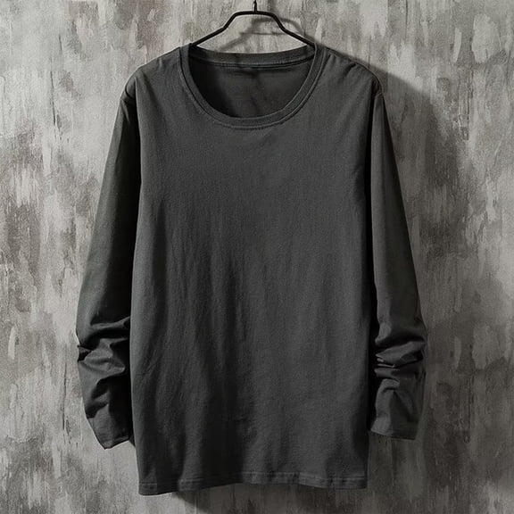 Muscularfit Pullover T Shirts for Man Tshirts Cotton Sweatshirt Baggy T Shirt Crew Neck Gray Long Sleeve Summer Shirts for Men,XXL
