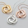 Personalized Planet Women's Interlocking Rings Rhodium or Gold Plated Family Engraved Names Necklace, 16" + 2 Ext