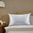 thumbnail image 2 of Soft Silk Blend Pillowcase Cover Breathable Pillow Case for Hair and Skin, Standard Size 20*26 Inch Travel Pillow Cases with Envelope Closure, 2 of 8