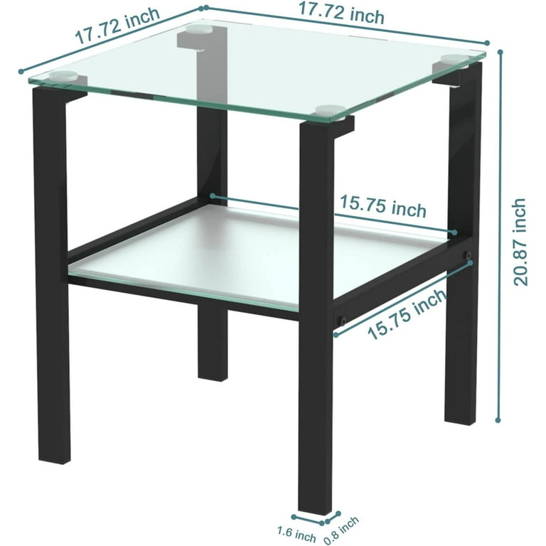 Dark Walnut Legs End Table With Rectangular Clear Glass Top Dark Walnut Legs End Table With Rectangular Clear Glass Top