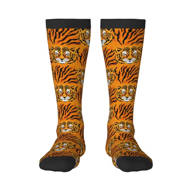 Fotbe Tiger Calcetas Divertidas Estampadas para Hombre y Mujer, Calcetas de Algodón hasta la Rodilla para Caminar, Correr, Enfermería y Embarazo