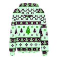 thumbnail image 4 of Sudadera con capucha y manga larga para mujer, informal, con estampado navideño, cremallera, manga larga, poliéster, 4 of 6