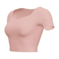 thumbnail image 4 of cfhntfmh Womens Workout Crop Tops Comfy Yoga Scoop Neck Short Sleeve Shirt Fitting Athletic Tunics with Bra Pads, 4 of 4