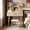 Light brown S, variant on Wohh Makeup Vanity Desk with Lighted Mirror & Stool Set, 3-Color Adjustable LED Dressing Table with Charging Station & Hair Dryer Holder, 2 Drawers & 5 Storage Shelves(Pink1 S)