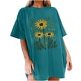 thumbnail image 1 of Faldas Cortas para Mujeres, Impresión de Flores Casual Oversized Camiseta de Manga Corta Top Hecho de 95% Poliéster 5% Spandex para Primavera Verano, Falda Corta de Verano, 1 of 7