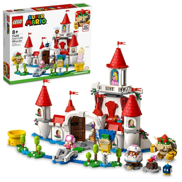 LEGO Super Mario Peach’s Castle Expansion Set 71408, Buildable Game Toy, Gifts for Kids Aged 8 Plus with Time Block Plus Bowser and Toadette Figures, to Combi