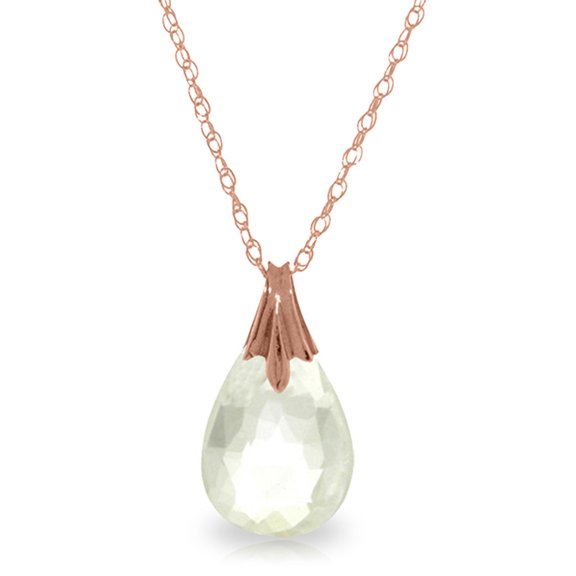 Galaxy Gold 14K Solid Rose Gold 16" Station Necklace with Natural Briolette White Topaz, 14"-24" Sizes, Symbol of Clarity